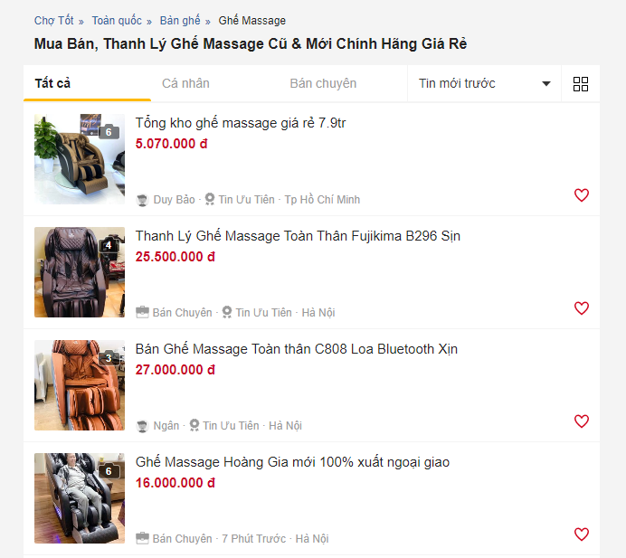 ghế massage chợ tốt