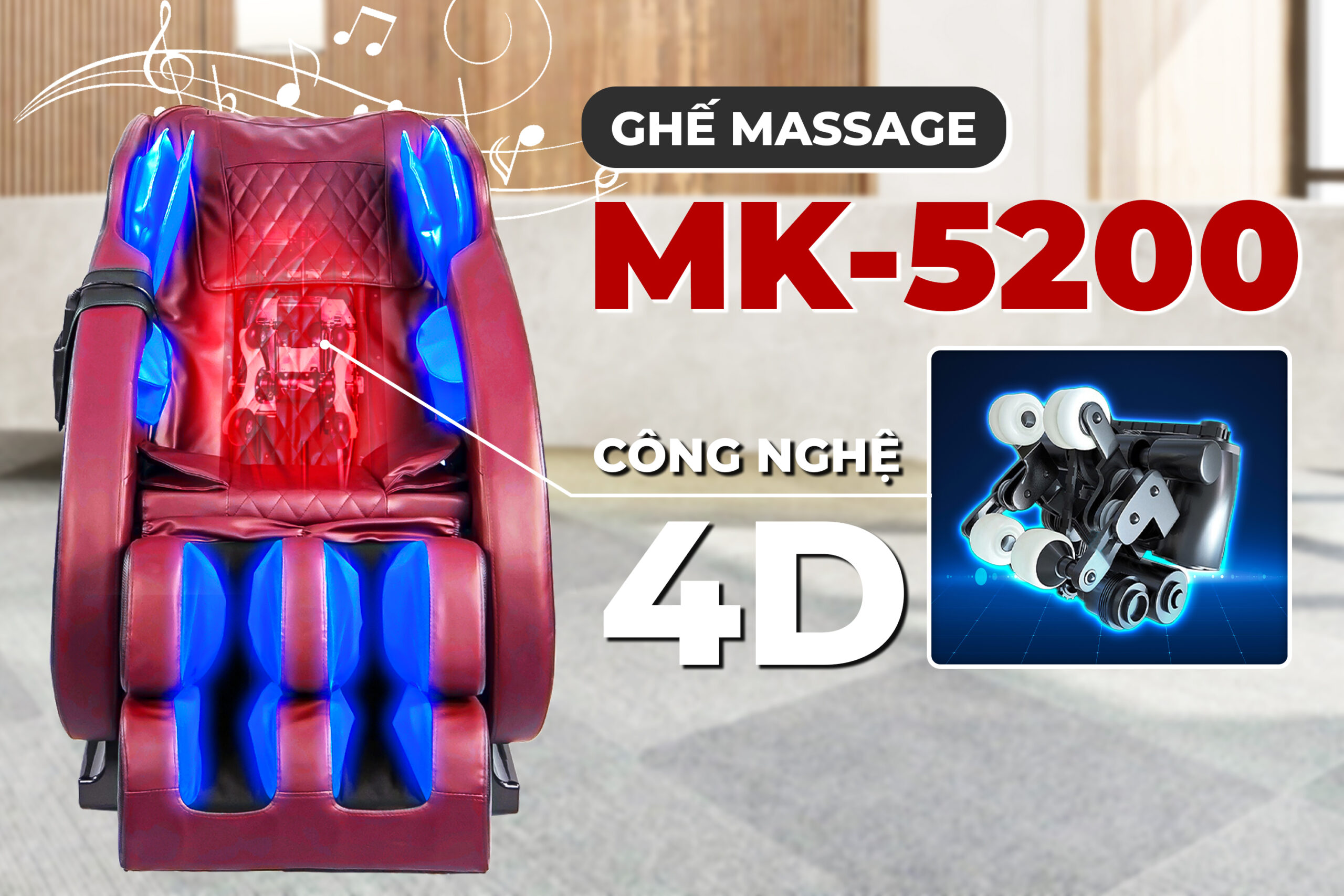 Minh họa ghế massage MK-5200 từ BUHEUNG Korea