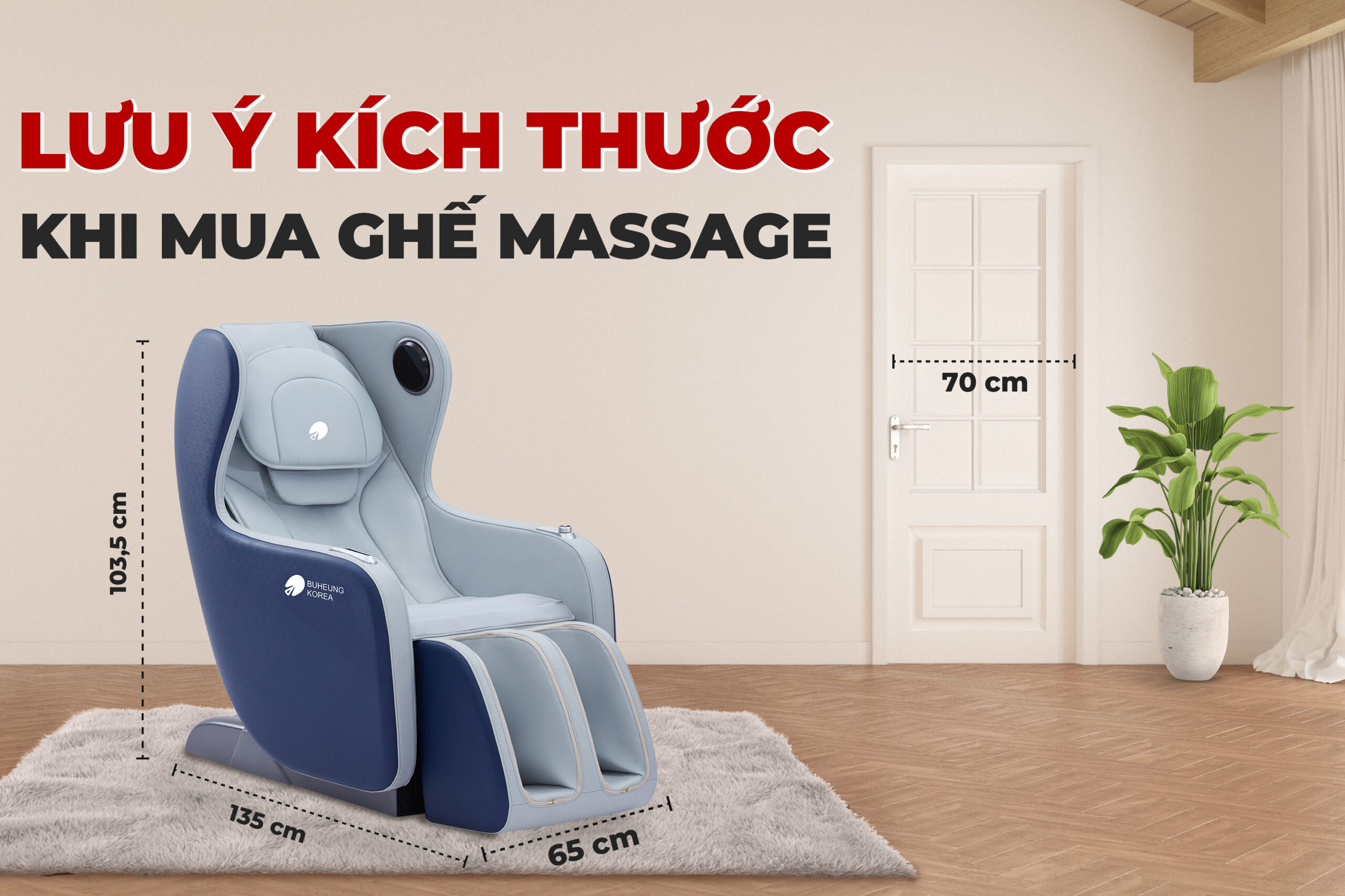 Minh họa lưu ý kích thước ghế massage trước khi mua