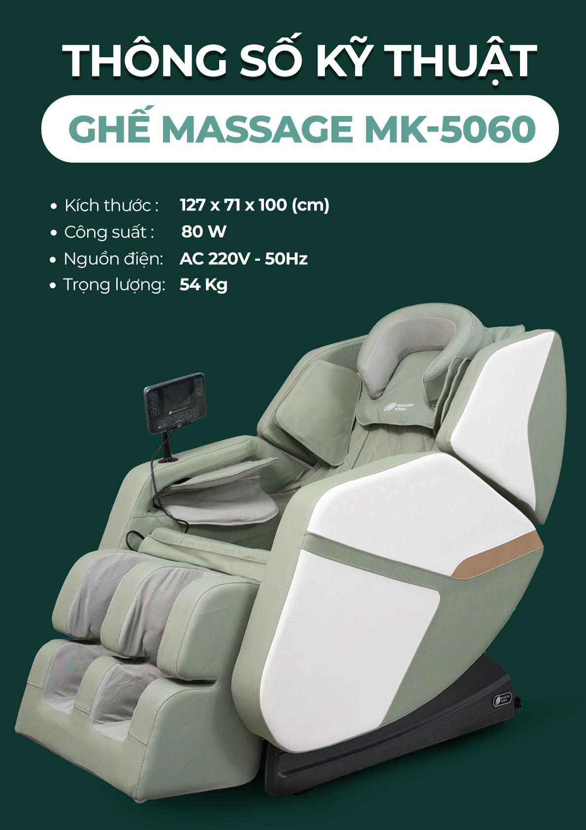 Ghế Massage BUHEUNG Green Garden MK-5060 125