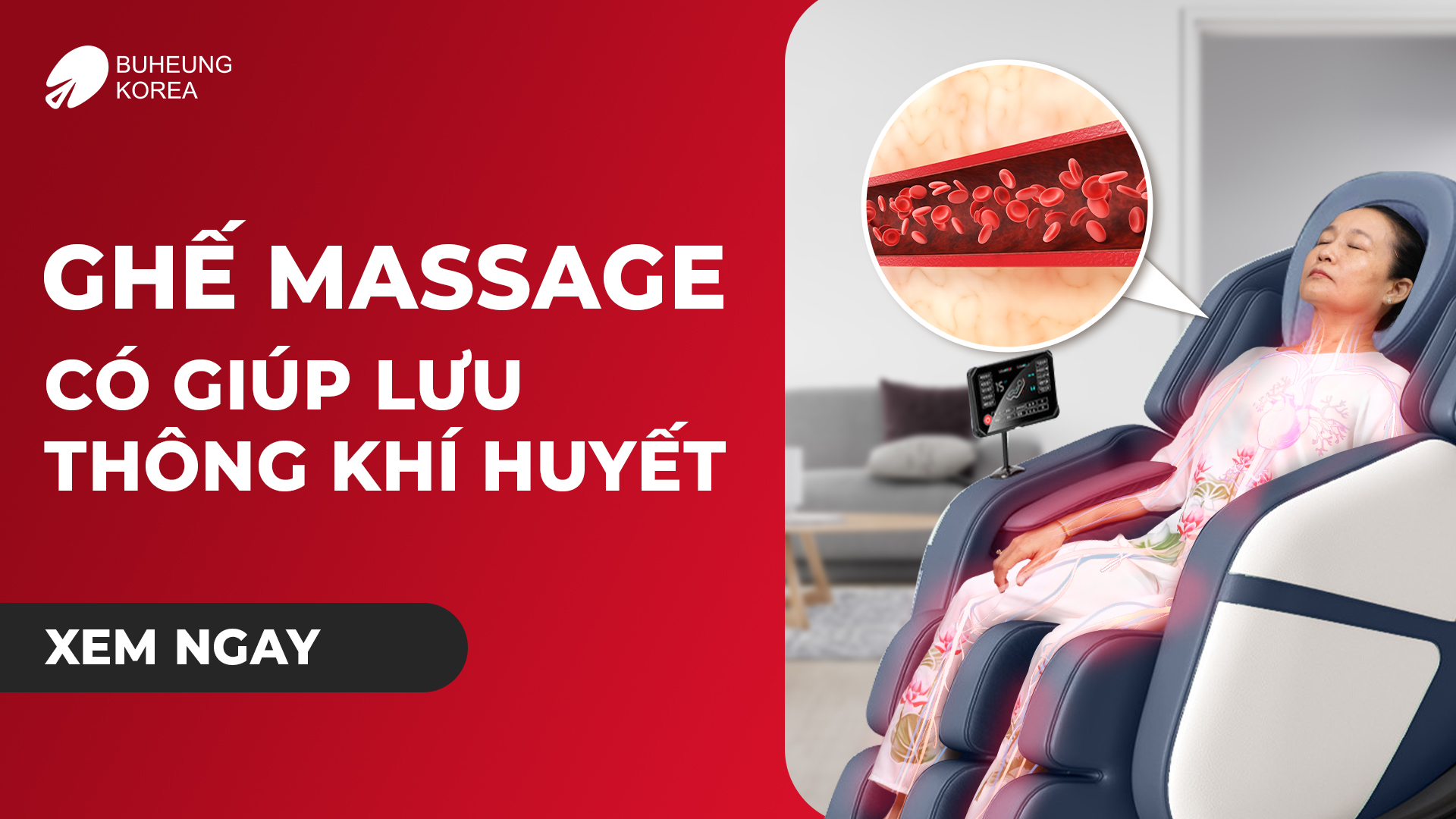 Minh họa ghế massage lưu thông khí huyết