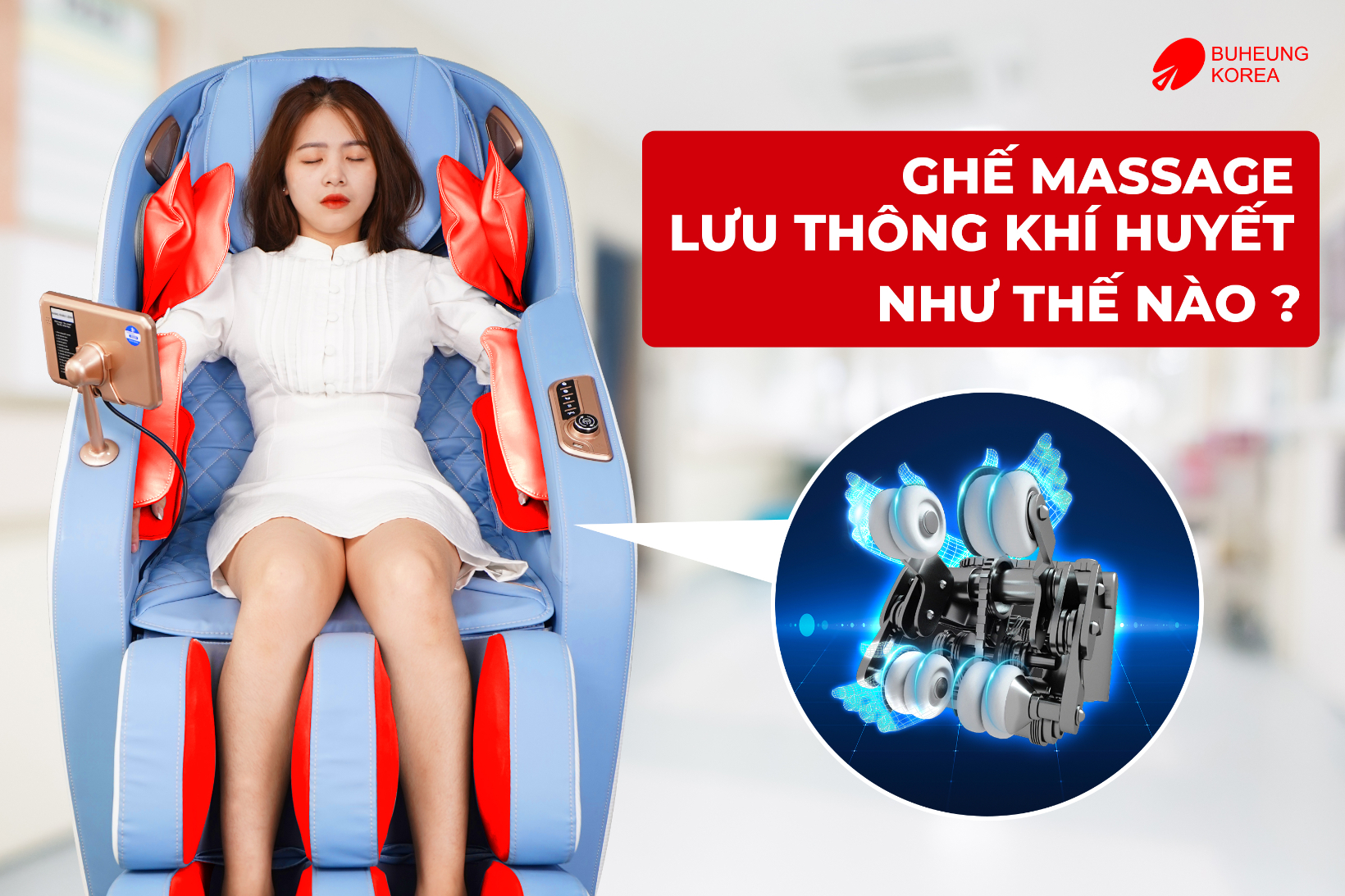 Minh họa cách ghế massage cải thiện tuần hoàn máu