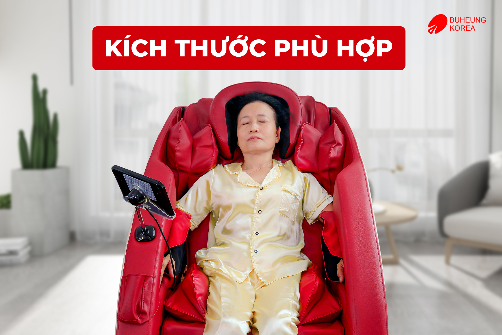 Minh họa ghế massage kích thước phù hợp người cao tuổi