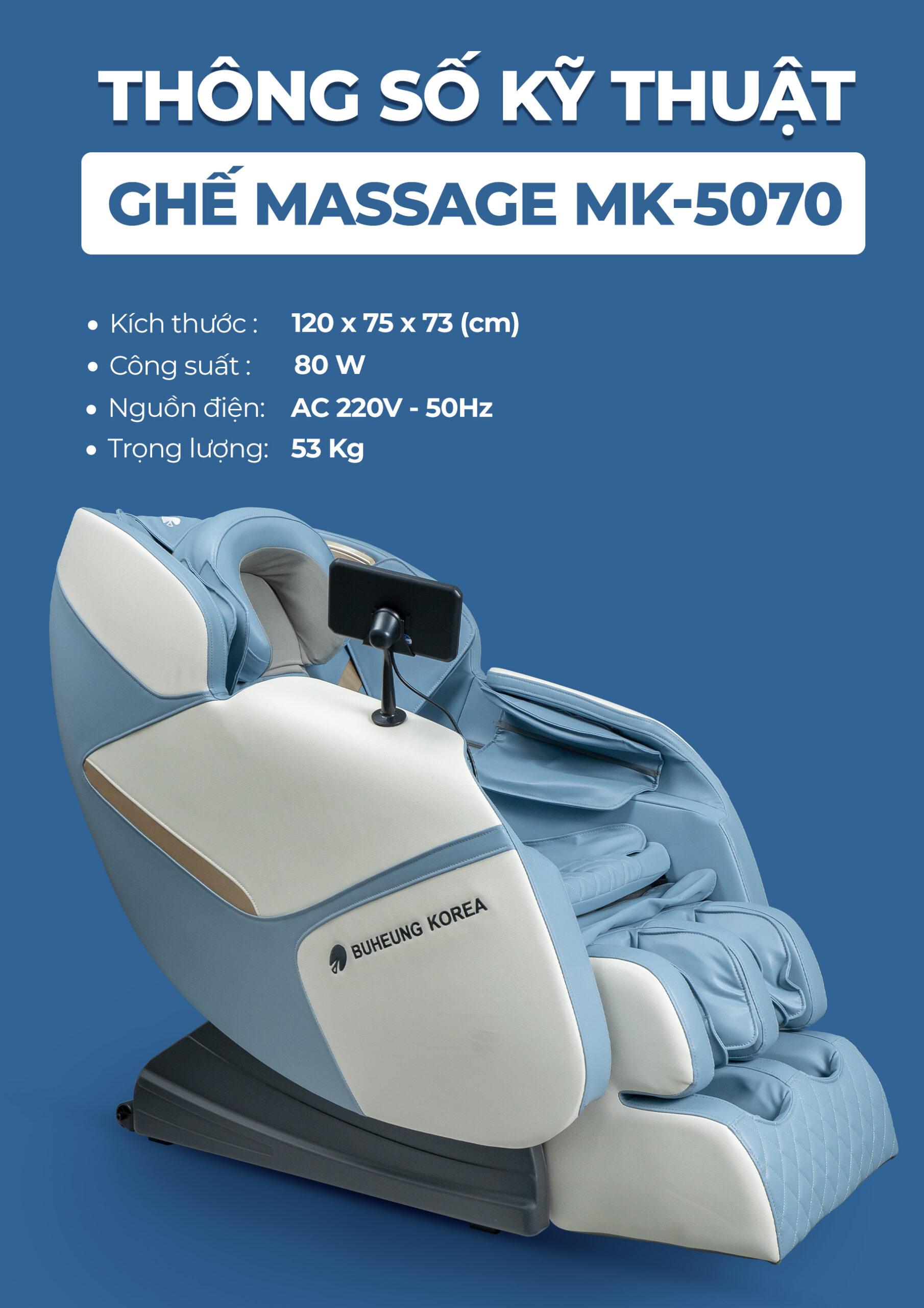 Ghế Massage Buheung Coastal Blue MK-5070 55