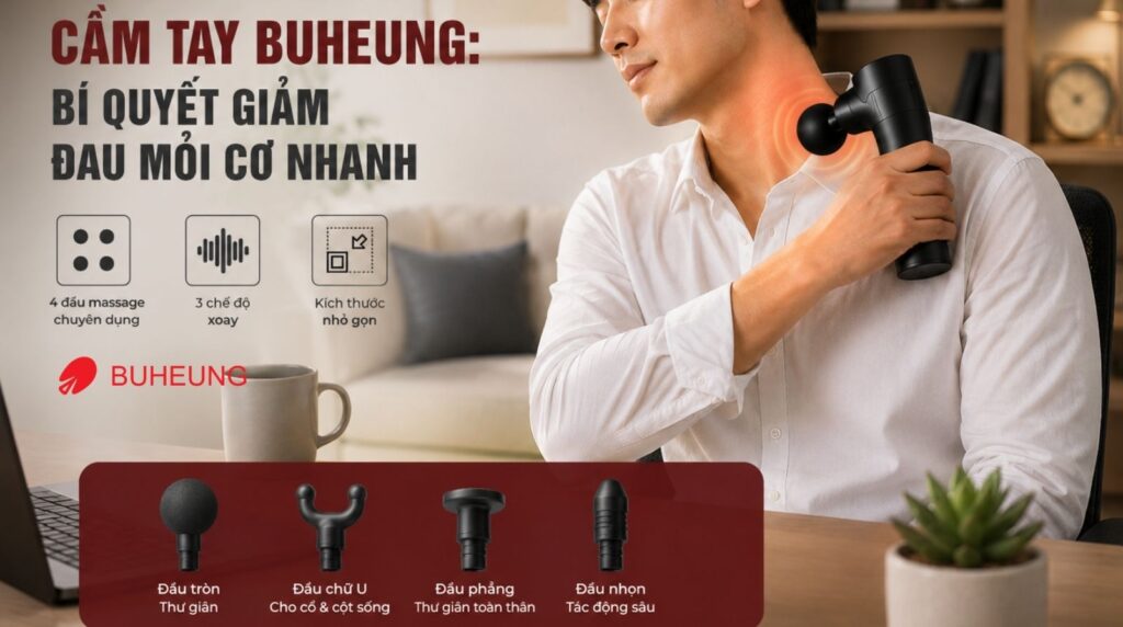 Súng massage cầm tay Buheung: Bí quyết giảm đau mỏi cơ nhanh 3